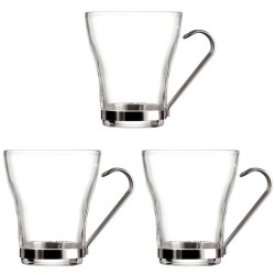 Supreme Set de 3 Tazas Vidrio 25 cl con Asa Inox extraible