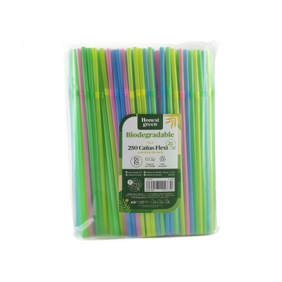 Cañita Flexible Biodegradable 21x0,5 cm Colores B250