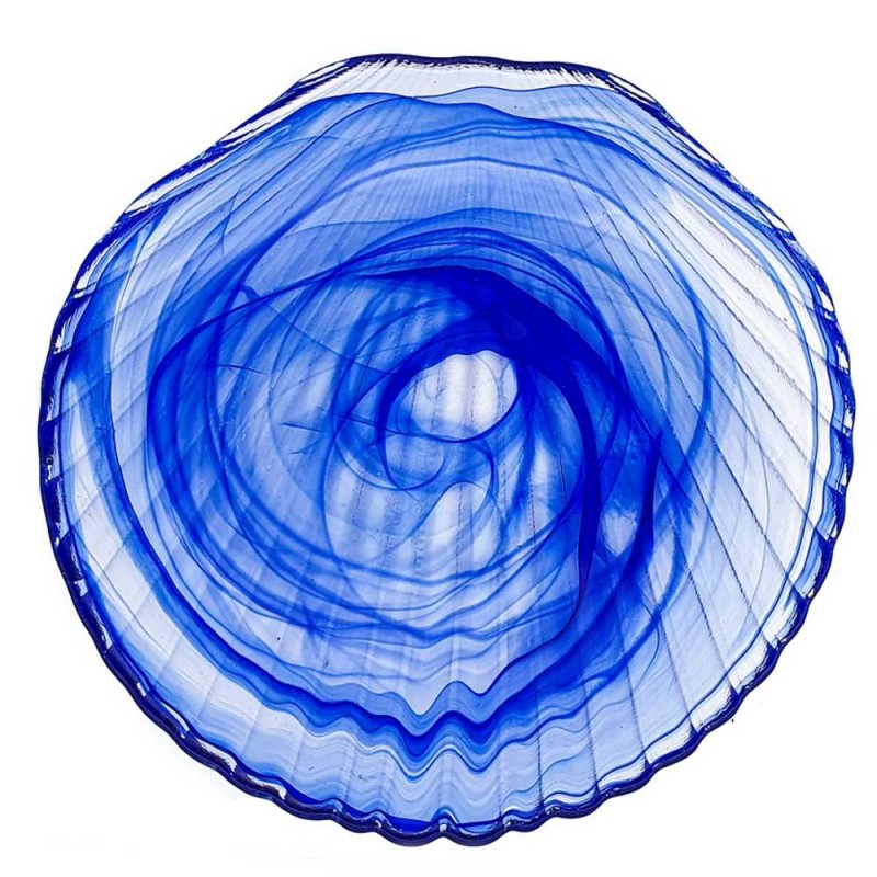 Testa Plato Concha Alabastro 16 cm Azul